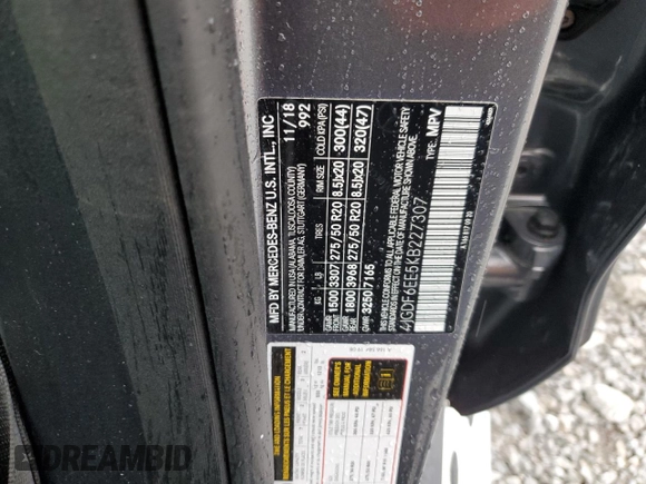 2019 Mercedes-Benz GLS 450 with VIN 4JGDF6EE5KB227307, listed as a Copart auction lot 62868825 with 56,374 mi miles and Salvage title. Bid and sale history available at DreamBid. Image 13.
