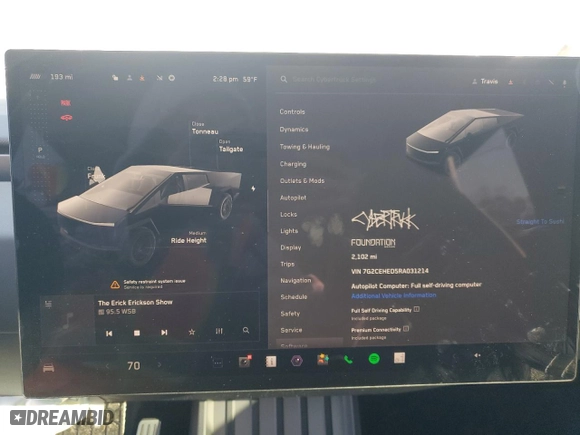 2024 Tesla Cybertruck with VIN 7G2CEHED5RA031214, listed as a Copart auction lot 85656154 with 2102 miles and Salvage Title. Bid and sale history available at carsss.com. Image 9.
