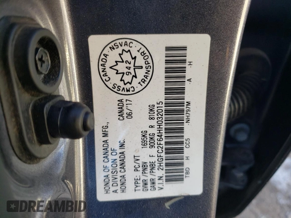 2017 Honda Civic Sedan LX with VIN 2HGFC2F64HH032015, listed as a Copart auction lot 42377955 with 110,391 mi miles and Salvage Title. Bid and sale history available at carsss.com. Image 12.