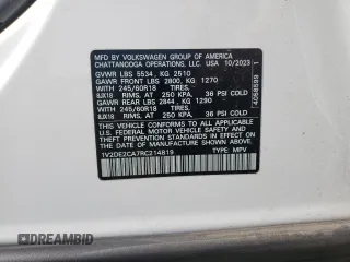 2024 Volkswagen Atlas SE z VIN 1V2DE2CA7RC214819, wystawiony jako Copart lot #88561555 z przebiegiem 21 226 mil mil oraz Szkoda całkowita • Salvage title. Historia ofert i sprzedaży dostępna na DreamBid. Obrazek 13.