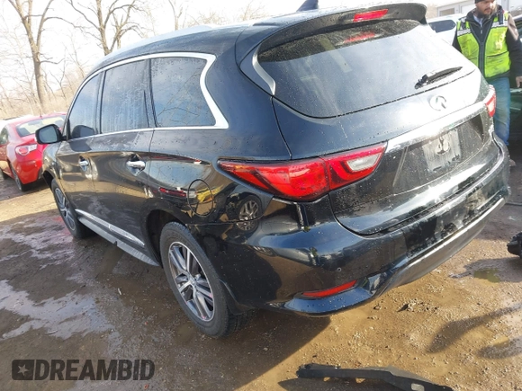 2019 Infiniti QX60 LUXE with VIN 5N1DL0MN4KC549132, listed as a IAAI auction lot 41786547 with 125,631 mi miles. Bid and sale history available at carsss.com. Image 3.