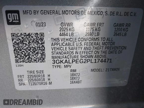2023 GMC Terrain SLT с VIN 3GKALPEG2PL174471, выставлен на аукционе IAAI как лот 41744894 с пробегом 47 550 миль миль и . История ставок и продаж доступна на DreamBid. Изображение 9.