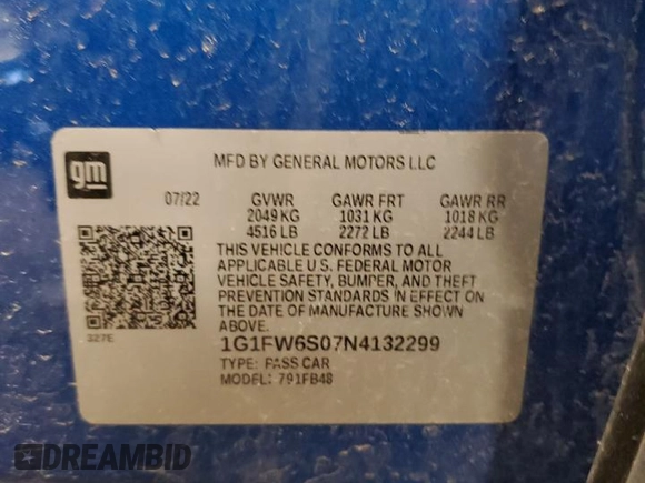 2022 Chevrolet Bolt EV 1LT with VIN 1G1FW6S07N4132299, listed as a Copart auction lot 48195915 with 48,590 mi miles and Non repairable. Bid and sale history available at DreamBid. Image 14.