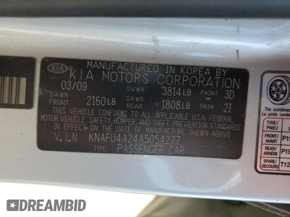 2010 Kia Forte EX z VIN KNAFU4A24A5054277, wystawiony jako Copart lot #56007995 z przebiegiem 218 782 mil mil oraz Szkody całkowita. Historia ofert i sprzedaży dostępna na DreamBid. Obrazek 13.