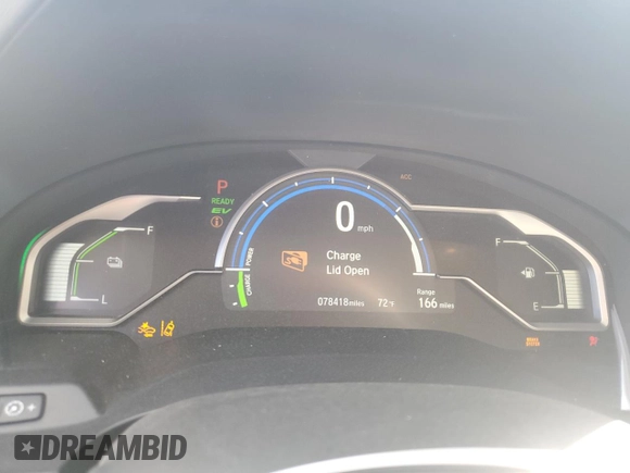 2018 Honda Clarity Plug-In Hybrid with VIN JHMZC5F17JC012950, listed as a Copart auction lot 74999254 with 78,418 mi miles and Salvage Title. Bid and sale history available at carsss.com. Image 9.