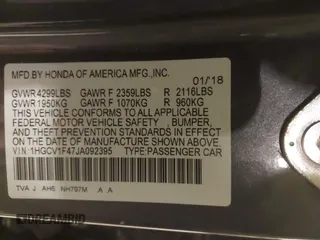 2018 Honda Accord EX with VIN 1HGCV1F47JA092395, listed as a IAAI auction lot 41630422 with 92,499 mi miles and . Bid and sale history available at DreamBid. Image 9.