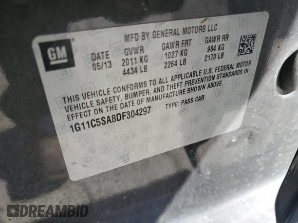 2013 Chevrolet Malibu LT with VIN 1G11C5SA8DF304297, listed as a Copart auction lot 42023265 with 158,079 mi miles and Salvage Title. Bid and sale history available at DreamBid. Image 12.