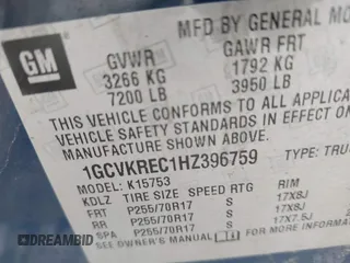 2017 Chevrolet Silverado 1500 LT with VIN 1GCVKREC1HZ396759, listed as a IAAI auction lot 42012664 with 1 mi miles. Bid and sale history available at carsss.com. Image 9.