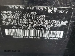 2012 Subaru Impreza Premium with VIN JF1GPAD65CH220163, listed as a Copart auction lot 61016015 with 149,966 mi miles and Salvage title. Bid and sale history available at DreamBid. Image 13.