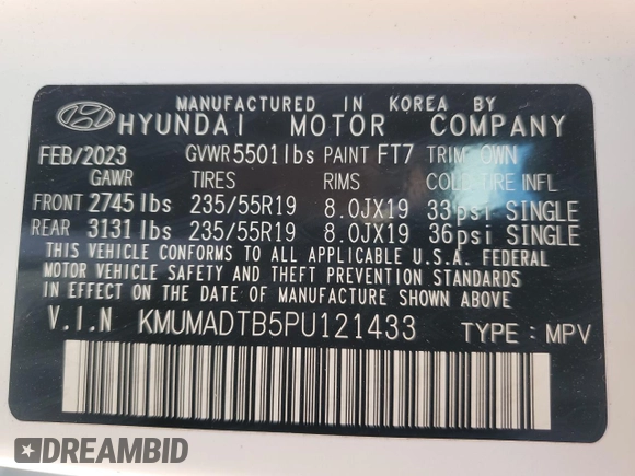 2023 Genesis GV70 2.5T с VIN KMUMADTB5PU121433, выставлен на аукционе Copart как лот 54275035 с пробегом 15 038 миль миль и Списание • Salvage title. История ставок и продаж доступна на DreamBid. Изображение 14.