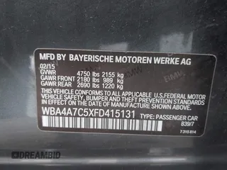 2015 BMW 4 Series 428i xDrive z VIN WBA4A7C5XFD415131, wystawiony jako IAAI lot #42100618 z przebiegiem 89 093 mil mil oraz . Historia ofert i sprzedaży dostępna na DreamBid. Obrazek 9.
