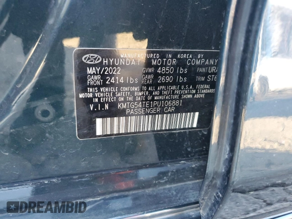 2023 Genesis G70 3.3T with VIN KMTG54TE1PU106881, listed as a Copart auction lot 83988384 with 70,698 mi miles and Salvage Title. Bid and sale history available at DreamBid. Image 12.
