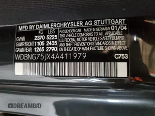 2004 Mercedes-Benz S-Class with VIN WDBNG75JX4A411979, listed as a Copart auction lot 83473264 with 0 mi miles and Clean Title. Bid and sale history available at carsss.com. Image 12.