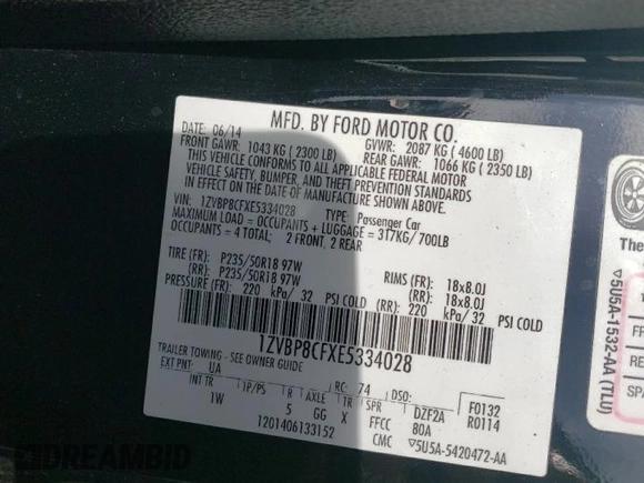 2014 Ford Mustang GT with VIN 1ZVBP8CFXE5334028, listed as a Copart auction lot 57643235 with 169,371 mi miles and Clean title. Bid and sale history available at DreamBid. Image 12.