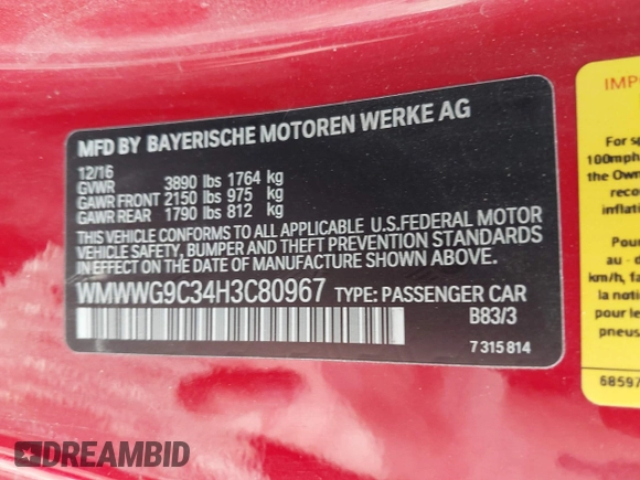 2017 MINI Convertible Cooper S с VIN WMWWG9C34H3C80967, выставлен на аукционе IAAI как лот 42116110 с пробегом 42 878 миль миль и . История ставок и продаж доступна на DreamBid. Изображение 9.