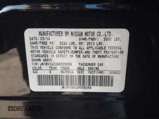 2014 Infiniti Q50 Sport with VIN JN1BV7AR2EM705059, listed as a IAAI auction lot 42019066 with 61,012 mi miles and . Bid and sale history available at carsss.com. Image 9.