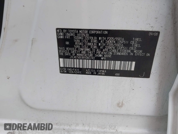 2009 Scion xB with VIN JTLKE50E891083742, listed as a IAAI auction lot 41439753 with 185,363 mi miles and . Bid and sale history available at DreamBid. Image 9.