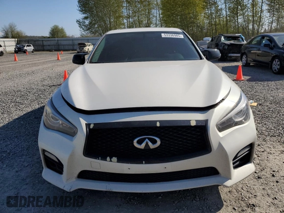 2014 Infiniti Q50 Premium with VIN JN1BV7AR4EM701742, listed as a Copart auction lot 53336985 with Not provided miles and Salvage title. Bid and sale history available at DreamBid. Image 5.