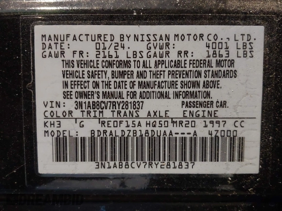 2024 Nissan Sentra SV z VIN 3N1AB8CV7RY281837, wystawiony jako IAAI lot #41661828 z przebiegiem 4 433 mil mil oraz . Historia ofert i sprzedaży dostępna na DreamBid. Obrazek 9.