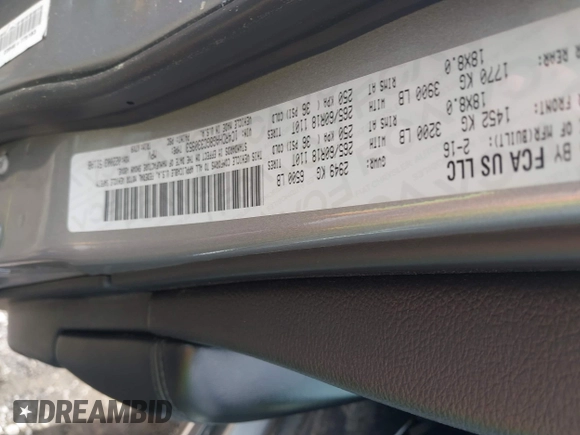 2016 Dodge Durango SXT with VIN 1C4RDHAG8GC330953, listed as a IAAI auction lot 42251138 with 118,604 mi miles and . Bid and sale history available at DreamBid. Image 9.