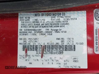 2008 Lincoln MKZ with VIN 3LNHM28T98R645089, listed as a IAAI auction lot 41601946 with 128,480 mi miles. Bid and sale history available at carsss.com. Image 19.