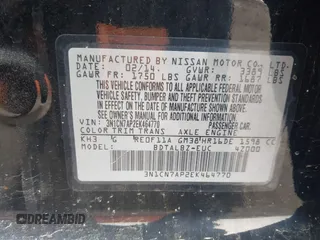 2014 Nissan Versa SV with VIN 3N1CN7AP2EK464770, listed as a IAAI auction lot 42191565 with 101,349 mi miles and . Bid and sale history available at carsss.com. Image 9.