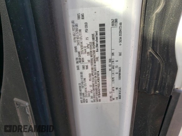 2020 Ford Transit Passenger XL z VIN 1FBAX2Y82LKB21874, wystawiony jako Copart lot #68872314 z przebiegiem 18 200 mil mil oraz Szkoda całkowita • Salvage title. Historia ofert i sprzedaży dostępna na DreamBid. Obrazek 13.