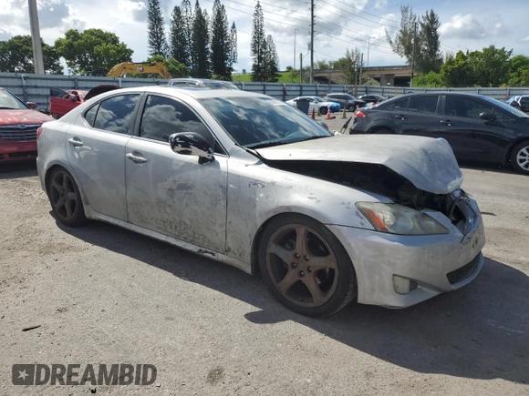 2007 Lexus IS 250 with VIN JTHBK262972036421, listed as a Copart auction lot 60591305 with 155,395 mi miles and Salvage title. Bid and sale history available at DreamBid. Image 4.