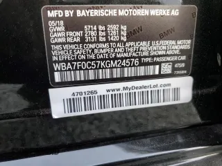 2019 BMW 7 Series 750i z VIN WBA7F0C57KGM24576, wystawiony jako Copart lot #47778515 z przebiegiem 94 701 mil mil oraz Szkoda całkowita • Salvage title. Historia ofert i sprzedaży dostępna na DreamBid. Obrazek 13.
