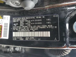 2022 Toyota Highlander XLE with VIN 5TDGZRBH0NS204460, listed as a Copart auction lot 61422635 with 67,880 mi miles and Salvage title. Bid and sale history available at DreamBid. Image 14.