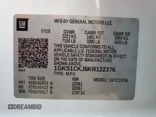 2019 GMC Yukon Denali with VIN 1GKS1CKJ6KR122376, listed as a Copart auction lot 85943414 with 90,614 mi miles and Salvage Title. Bid and sale history available at carsss.com. Image 15.