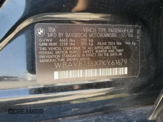 2007 BMW 3 Series 335i with VIN WBAVB735X7KY61679, listed as a Copart auction lot 76368174 with 111,146 mi miles and Clean title. Bid and sale history available at DreamBid. Image 12.