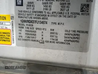 2015 Chevrolet Traverse LT z VIN 1GNKRGKD7FJ134974, wystawiony jako Copart lot #55103875 z przebiegiem 265 652 mil mil oraz Nie do naprawy • Non repairable. Historia ofert i sprzedaży dostępna na DreamBid. Obrazek 13.
