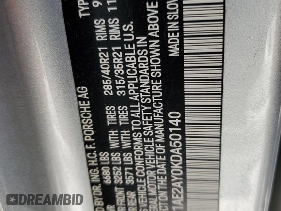 2019 Porsche Cayenne E-Hybrid with VIN WP1AE2AY0KDA50140, listed as a Copart auction lot 46810765 with 68,162 mi miles and Salvage title. Bid and sale history available at DreamBid. Image 13.