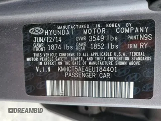 2014 Hyundai Accent GS with VIN KMHCT5AE4EU184401, listed as a Copart auction lot 54960195 with 135,134 mi miles and Clean Title. Bid and sale history available at carsss.com. Image 12.