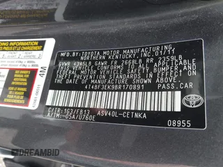 2011 Toyota Camry LE with VIN 4T4BF3EK9BR170891, listed as a IAAI auction lot 42181570 with 189,748 mi miles and . Bid and sale history available at DreamBid. Image 9.