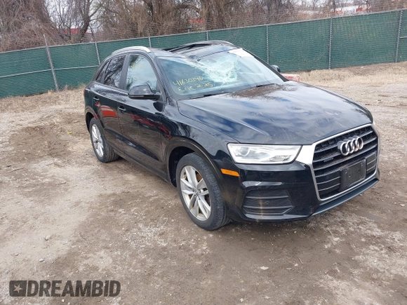 2017 Audi Q3 Premium with VIN WA1ECCFS5HR016753, listed as a IAAI auction lot 41630346 with 77,476 mi miles. Bid and sale history available at carsss.com. Image 1.