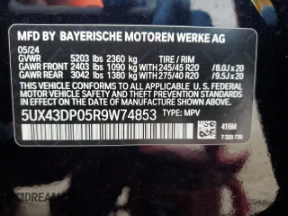2024 BMW X3 sDrive30i with VIN 5UX43DP05R9W74853, listed as a Copart auction lot 51118215 with Not Provided miles and Non Repairable. Bid and sale history available at DreamBid. Image 13.