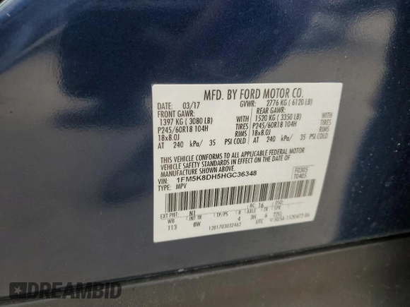 2017 Ford Explorer XLT z VIN 1FM5K8DH5HGC36348, wystawiony jako Copart lot #58332195 z przebiegiem 134 314 mil mil oraz Szkoda całkowita • Salvage title. Historia ofert i sprzedaży dostępna na DreamBid. Obrazek 13.