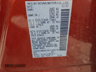 2013 Nissan Pathfinder Platinum with VIN 5N1AR2MM2DC623879, listed as a Copart auction lot 63420305 with 191,230 mi miles and Clean title. Bid and sale history available at DreamBid. Image 13.