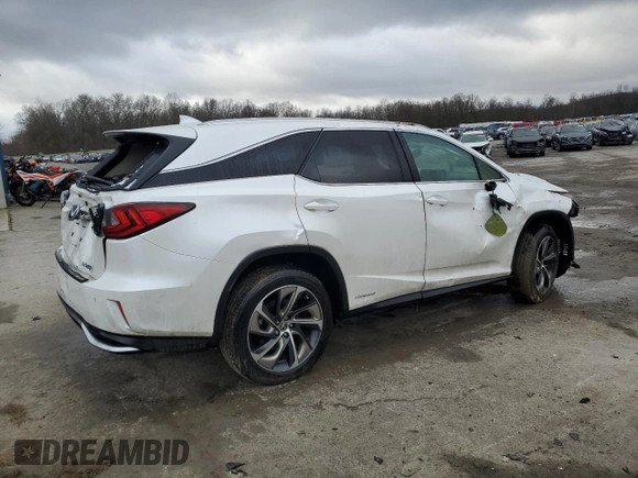 2019 Lexus RX with VIN JTJDGKCA5K2007608, listed as a Copart auction lot 43916085 with 0 mi miles and Salvage Title. Bid and sale history available at carsss.com. Image 3.