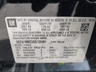 2016 GMC Sierra 1500 with VIN 3GTU1MEC5GG100481, listed as a IAAI auction lot 40263252 with Not Provided miles and . Bid and sale history available at DreamBid. Image 9.
