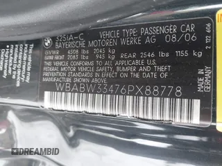 2006 BMW 3 Series 325Ci with VIN WBABW33476PX88778, listed as a IAAI auction lot 41305627 with 137,677 mi miles and . Bid and sale history available at carsss.com. Image 9.