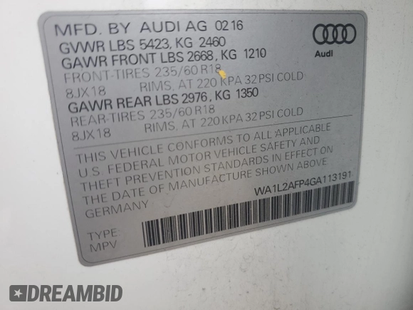 2016 Audi Q5 Premium Plus z VIN WA1L2AFP4GA113191, wystawiony jako Copart lot #64394145 z przebiegiem 90 091 mil mil oraz Czysty tytuł • Clean title. Historia ofert i sprzedaży dostępna na DreamBid. Obrazek 12.