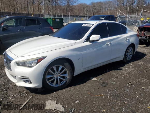 2014 Infiniti Q50 Sport with VIN JN1BV7APXEM688249, listed as a Copart auction lot 46848235 with 108,870 mi miles and Salvage Title. Bid and sale history available at DreamBid. Image 1.