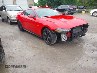 2018 Ford Mustang GT with VIN 1FA6P8CF7J5101258, listed as a IAAI auction lot 42122472 with 91,700 mi miles. Bid and sale history available at carsss.com. Image 1.
