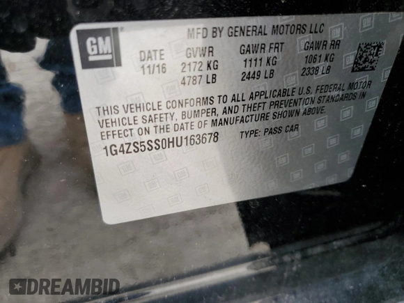 2017 Buick LaCrosse Premium with VIN 1G4ZS5SS0HU163678, listed as a Copart auction lot 46824565 with 77,701 mi miles and Salvage Title. Bid and sale history available at carsss.com. Image 14.