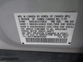 2006 Honda Pilot EX-L with RES with VIN 2HKYF18636H515182, listed as a IAAI auction lot 41811646 with 198,820 mi miles. Bid and sale history available at carsss.com. Image 9.