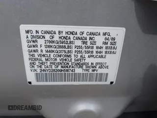 2009 Acura MDX with VIN 2HNYD28209H516743, listed as a IAAI auction lot 42048208 with 179,680 mi miles. Bid and sale history available at carsss.com. Image 9.