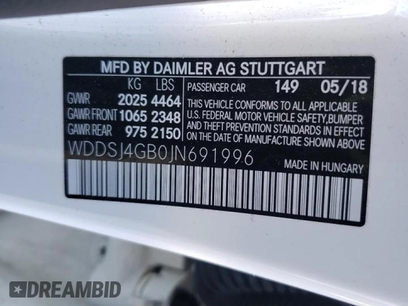 2018 Mercedes-Benz CLA with VIN WDDSJ4GB0JN691996, listed as a Copart auction lot 71502112 with 50,080 mi miles. Bid and sale history available at carsss.com. Image 14.